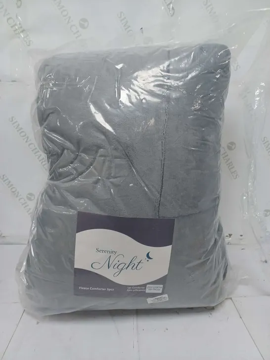 SERENITY NIGHT FLEECE COMFORTER 3 PC SET IN GREY