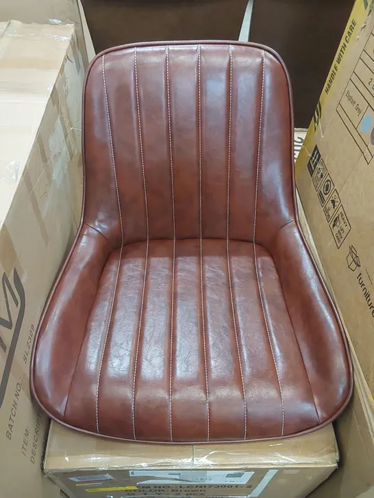 BOXED SET OF 2 LEATHER DINING CHAIRS (1 BOX)