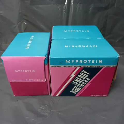 BOXED MYPROTEIN 3X6 BCAA ENERGY DRINKS IN MIXED BERRY 330ML - COLLECTION ONLY