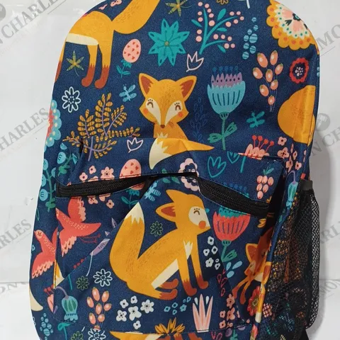 UNBRANDED BACKPACK IN NAVY W. ANIMAL/FLORAL PATTERN