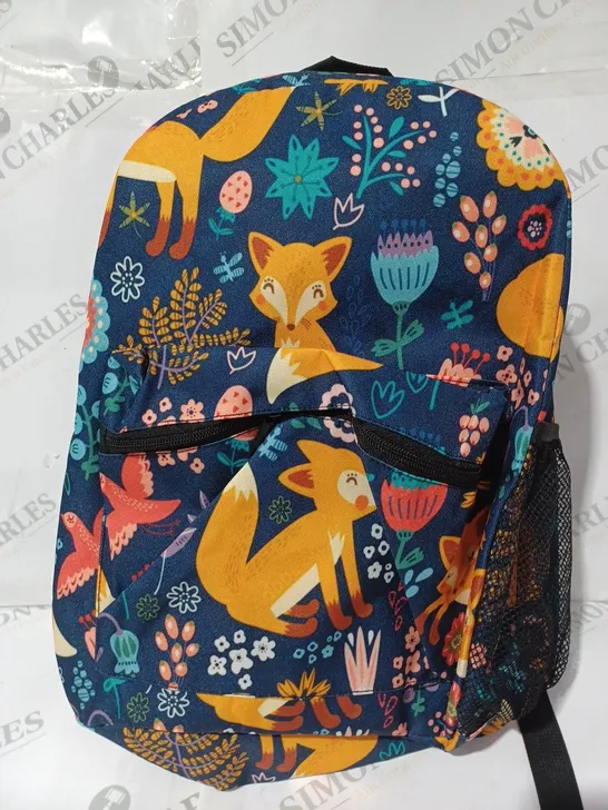 UNBRANDED BACKPACK IN NAVY W. ANIMAL/FLORAL PATTERN