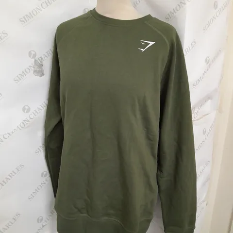 GYMSHARK CREW NECK SWEATSHIRT IN GREEN SIZE M