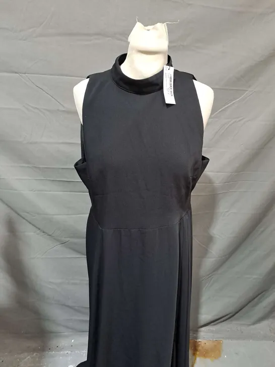 KAREN MILLEN SOFT TAILORED PLEATED PANEL MIDAXI DRESS IN BLACK - SIZE 12