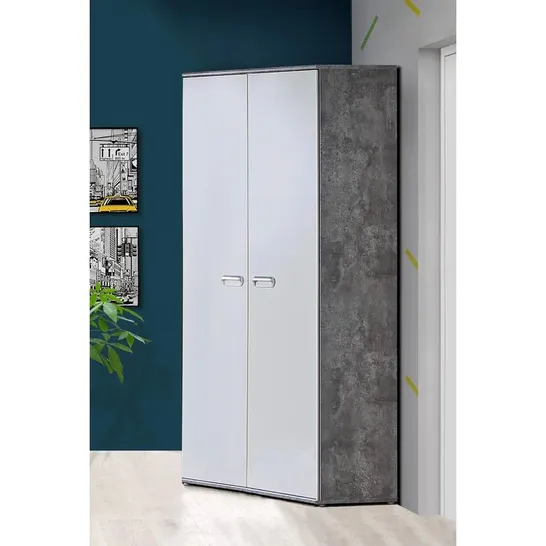 BOXED BEARUP 2 DOOR CORNER WARDROBE - LIGHT GREY (2 BOXES)