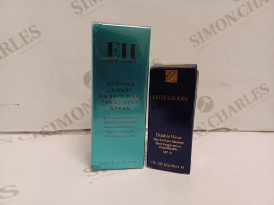 2 BEAUTY PRODUCTS TO INCLUDE ESTÉE LAUDER DOUBLE WEAR STAY-IN-PLACE MAKEUP 30ML AND SEALED EMMA HARDIE MORINGA LUXURY HAND AND NAIL TREATMENT 120ML 