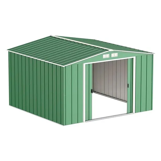 BOXED 11FT W × 10FT D METAL GARDEN SHED