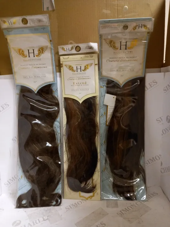 LOT OF 3 HALO COUTURE HAIR EXTENSIONS TO INCLUDE 2 X 20" #1B-30, 20" #3