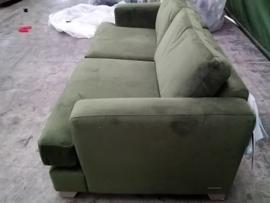 QUALITY THE LOUNGE CO DESIGNER 3 SEATER DBL SOFA - GREEN FABRIC