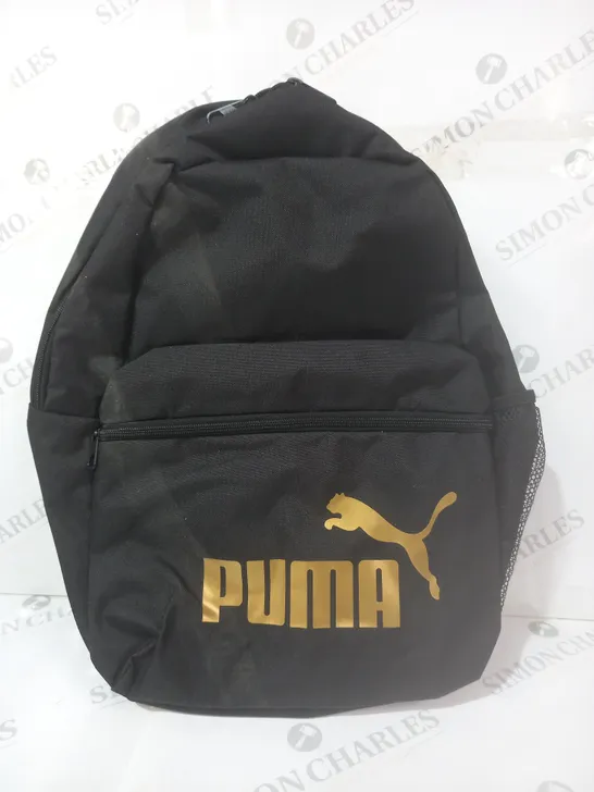 PUMA PHASE BACKPACK IN BLACK W. GOLD LOGO