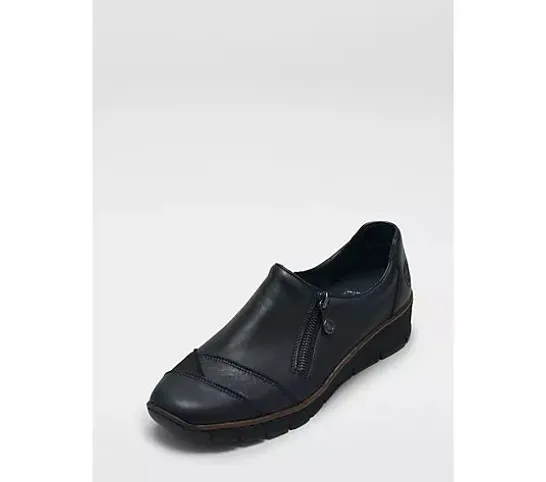 RIEKER SIDE ZIP SHOE- BLACK SIZE 5