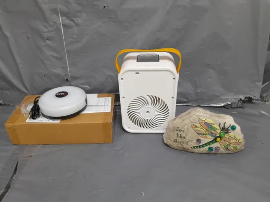 APPROXIMATELY 10 HOUSEHOLD ITEMS TO INCLUDE PORTABLE FAN, LIGHTING AND GARDEN BUTTERFLY LED ORNAMENT