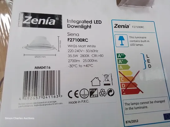 CARTON OF 12 ZENIA SIENA INTEGRATED LED DOWNLIGHTERS 225mm diam