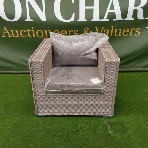 ASCOT GREY RATTAN ARMCHAIR WITH CUSHIONS 