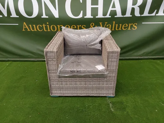 ASCOT GREY RATTAN ARMCHAIR WITH CUSHIONS 