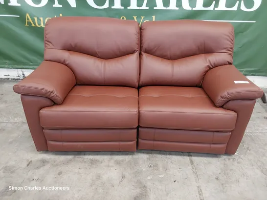 QUALITY BRITISH DESIGNER G PLAN STRATFORD POWER RECLINING TWO SEATER SOFA CAMBRIDGE CONKER LEATHER 