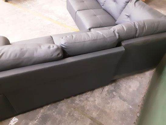 DESIGNER GREY LEATHER 4-SEATER CORNER SOFA