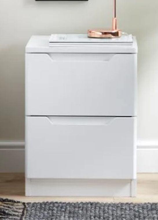 BOXED LARSON 2-DRAWER BEDSIDE CABINET IN WHITE - 1 BOX