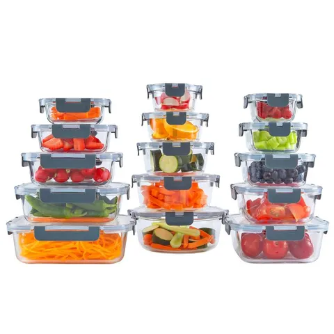 BOXED NEO 15 PIECE GLASS FOOD STORAGE CONTAINER SET WITH LIDS (1 BOX)