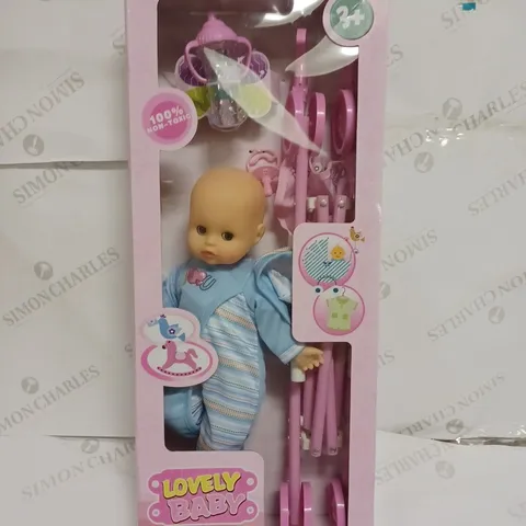 LOVELY BABY KIDS DOLL & PRAM PLAYSET 