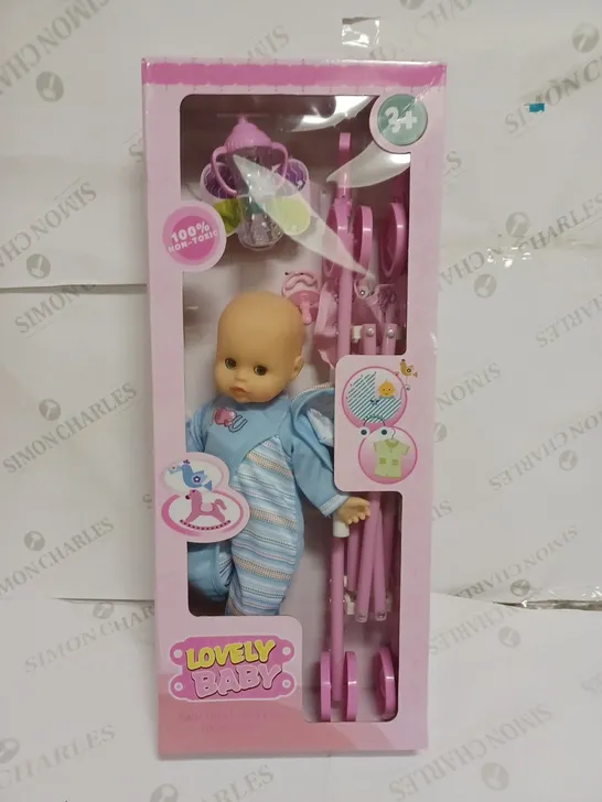 LOVELY BABY KIDS DOLL & PRAM PLAYSET 