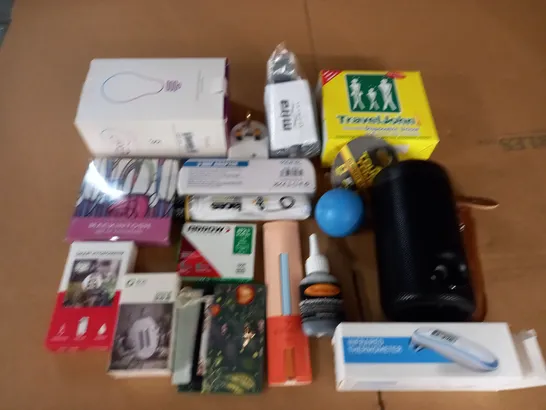 LOT OF ASSORTED HOUSEHOLD ITEMS TO INCLUDE COASTERS, INFRARED THERMOMETER AND SMART HYGROMETER