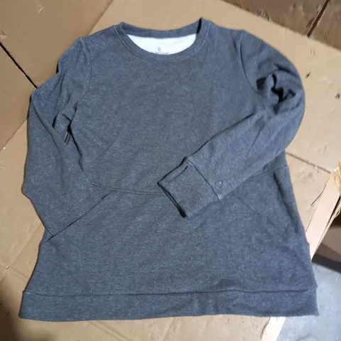 CUDDL DUDS GREY SUPER SOFT SWEATER WITH FRONT POCKET AND THUMB HOLE DETAIL SIZE M 