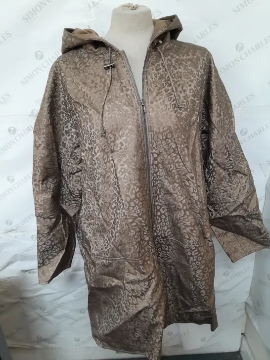 FRUNK USHER FAUX LEATHER ANIMAL PRINT JACKET IN DARK STONE SIZE L/XL