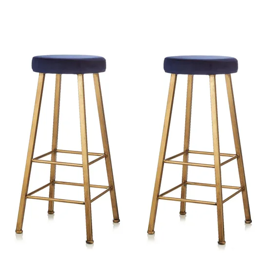 OUTLET AMANDA HOLDEN SET OF 2 VELVET TOP BARSTOOLS - NAVY HEAD