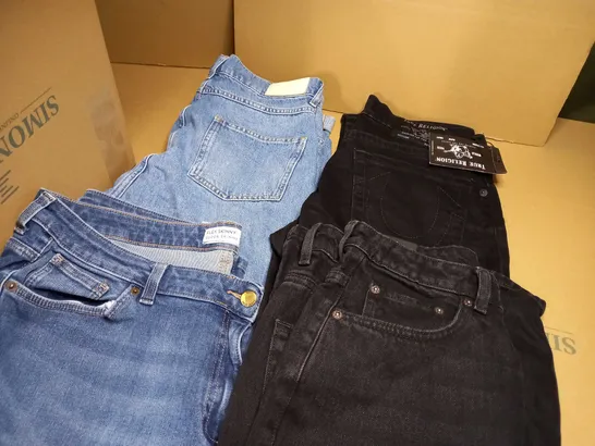 BOX OF APPROX 10 ASSORTED JEANS VARYING IN SIZE/COLOUR/STYLE