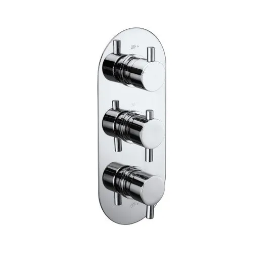 BOXED FLOW ROUND TRIPLE SHOWER VALVE WITH DIVERTER - 3 OUTLETS 