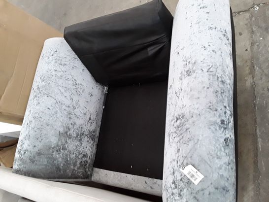 GREY AND BLACK PLUSH FABRIC AND FAUX LEATHER CHAIR 