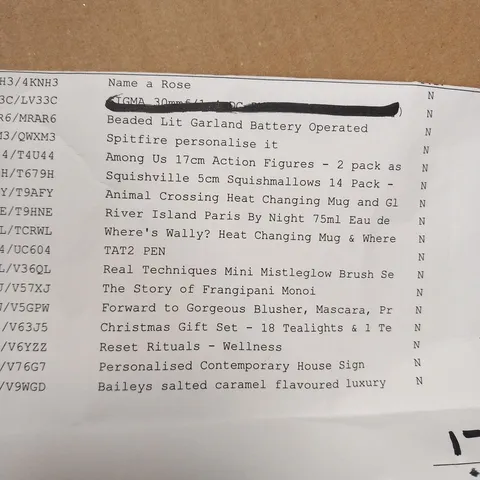 APPROXIMATELY 17 ASSORTED PRODUCTS TO INCLUDE; NAME A ROSE, SPITFIRE PERSONALISE IT, AMONG US 17CM ACTION FIGURE, ANIMAL CROSSING HEAT CHANGING MUG, TAT2 PEN, THE STORY OF FRANGIPANI AND RESET RITUALS