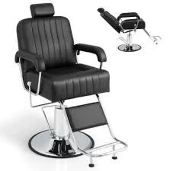 BOXED COSTWAY 360 DEGREES SWIVEL SALON HYDRAULIC BARBER CHAIR WITH ADJUSTABLE HEADREST AND BACKREST IN BLACK (1 BOX)