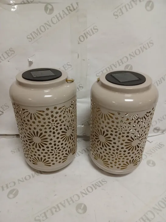 GARDEN REFLECTIONS SET OF 2 PATTERNED SOLAR LANTERNS