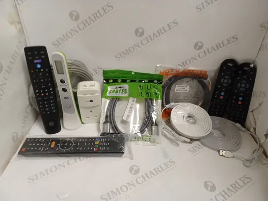 APPROXIMATELY 15 ELECTRICALS ITEMS TO INCLUDE TV REMOTES, HDMI CABLES, BT CONNECTOR, ETC