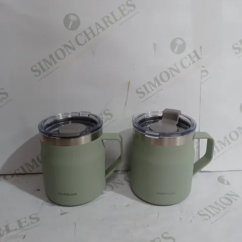 LOCK & LOCK SET OF INSULATED STAINLESS STEEL MUGS - SAGE