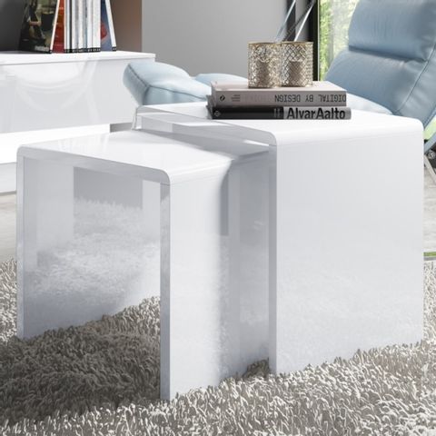 BOXED NEST OF TABLES IN WHITE HIGH GLOSS- TIFFANY 
