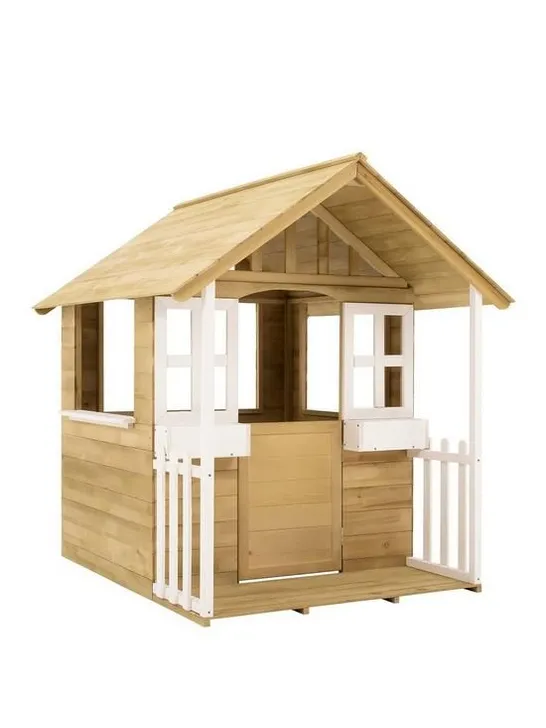 BOXED TP WOODEN CUBBY HOUSE WITH VERANDA