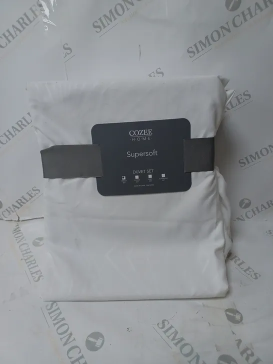 OUTLET SUPERSOFT BY COZEE HOME EMBOSSED DIAMOND DUVET SET IN WHITE - SINGLE 