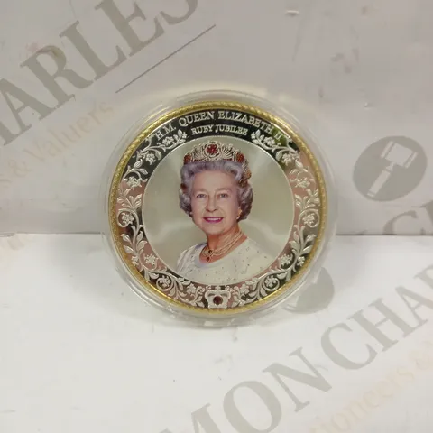 QUEEN ELIZABETH II RUBY JUBILEE COMMEMORATIVE COIN 