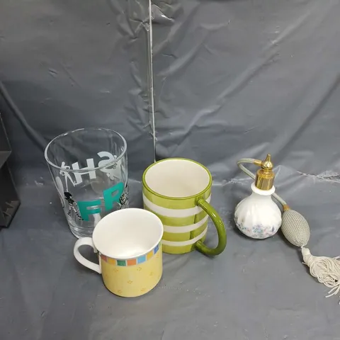 APPROXIMATELY 15 KITCHENWARE ITEMS TO INCLUDE MUGS, GLASSES AND PLATES