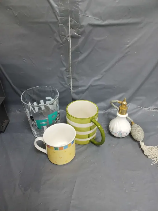 APPROXIMATELY 15 KITCHENWARE ITEMS TO INCLUDE MUGS, GLASSES AND PLATES