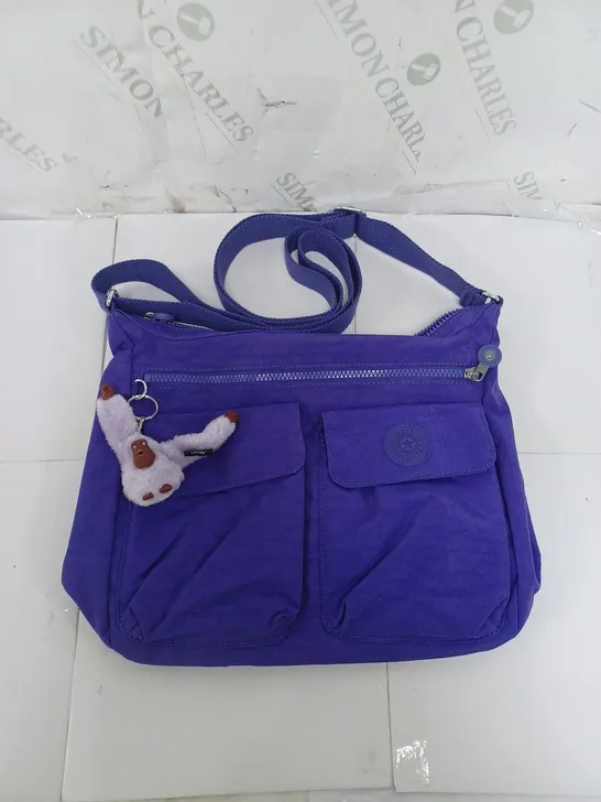 KIPLING SHOULDER BAG IN PURPLE WITH MONKEY ACCESSORY 