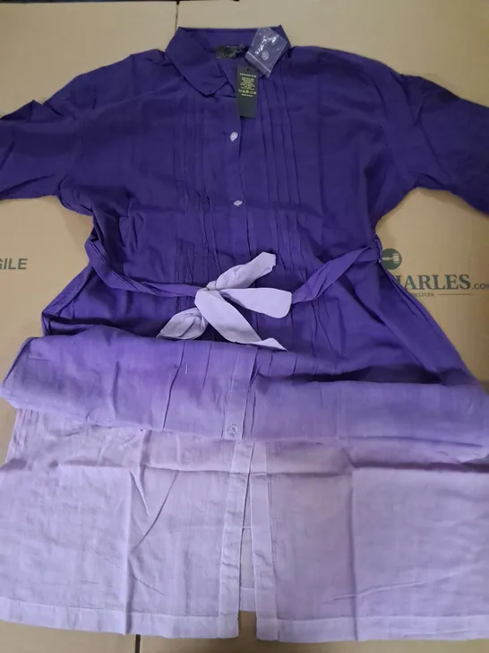 LOT OF APPROXIMATELY 28 BRAND NEW DESTELLO SHIRT DRESSES IN LILAC & PURPLE - S