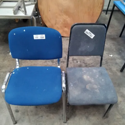 2X BLUE FABRIC CHAIRS 