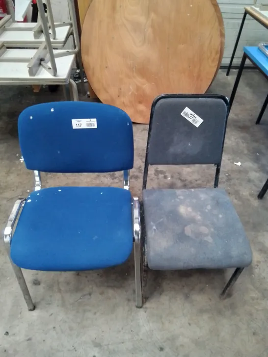 2X BLUE FABRIC CHAIRS 