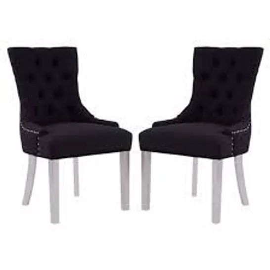 BOXED PAIR OF WARWICK VELVET DINING CHAIRS BLACK/CHROME (1 BOX) RRP £249