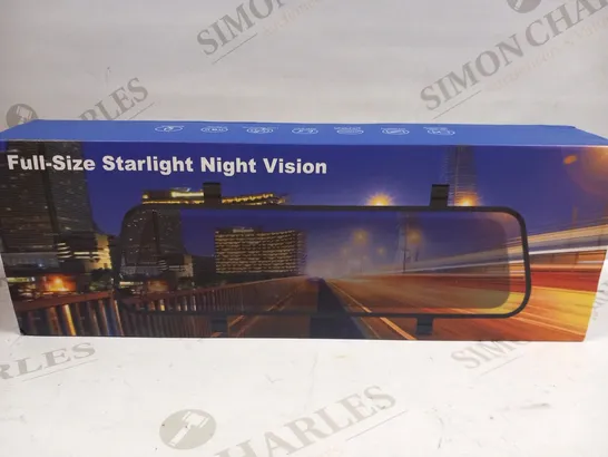 BOXED FULL SIZE STARLIGHT NIGHT VISION REARVIEW MIRROR DUAL CHANNEL RECORDER 