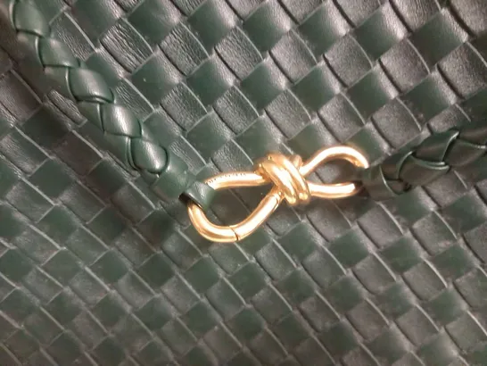 BOTTEGA VENETA ANDIAMO MEDIUM INTRECCIATO GREEN LEATHER TOTE