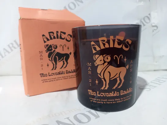 BOXED TYPO ARIES TROPICAL PEACH SCENTED ZODIAC CANDLE